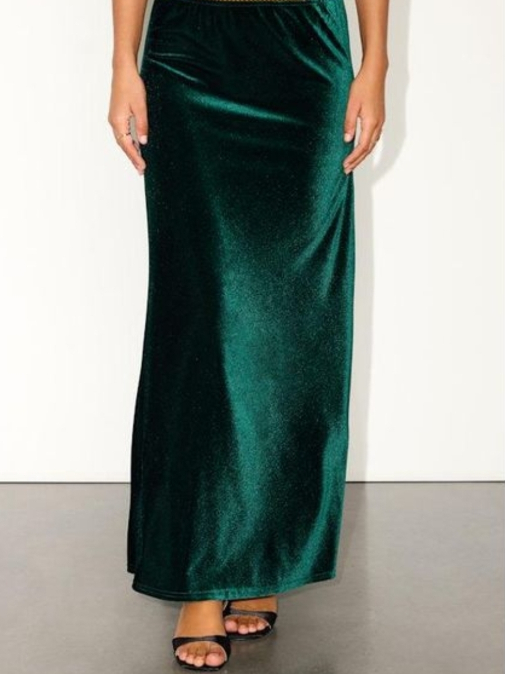 Lulus Emerald Green Velvet Maxi Skirt